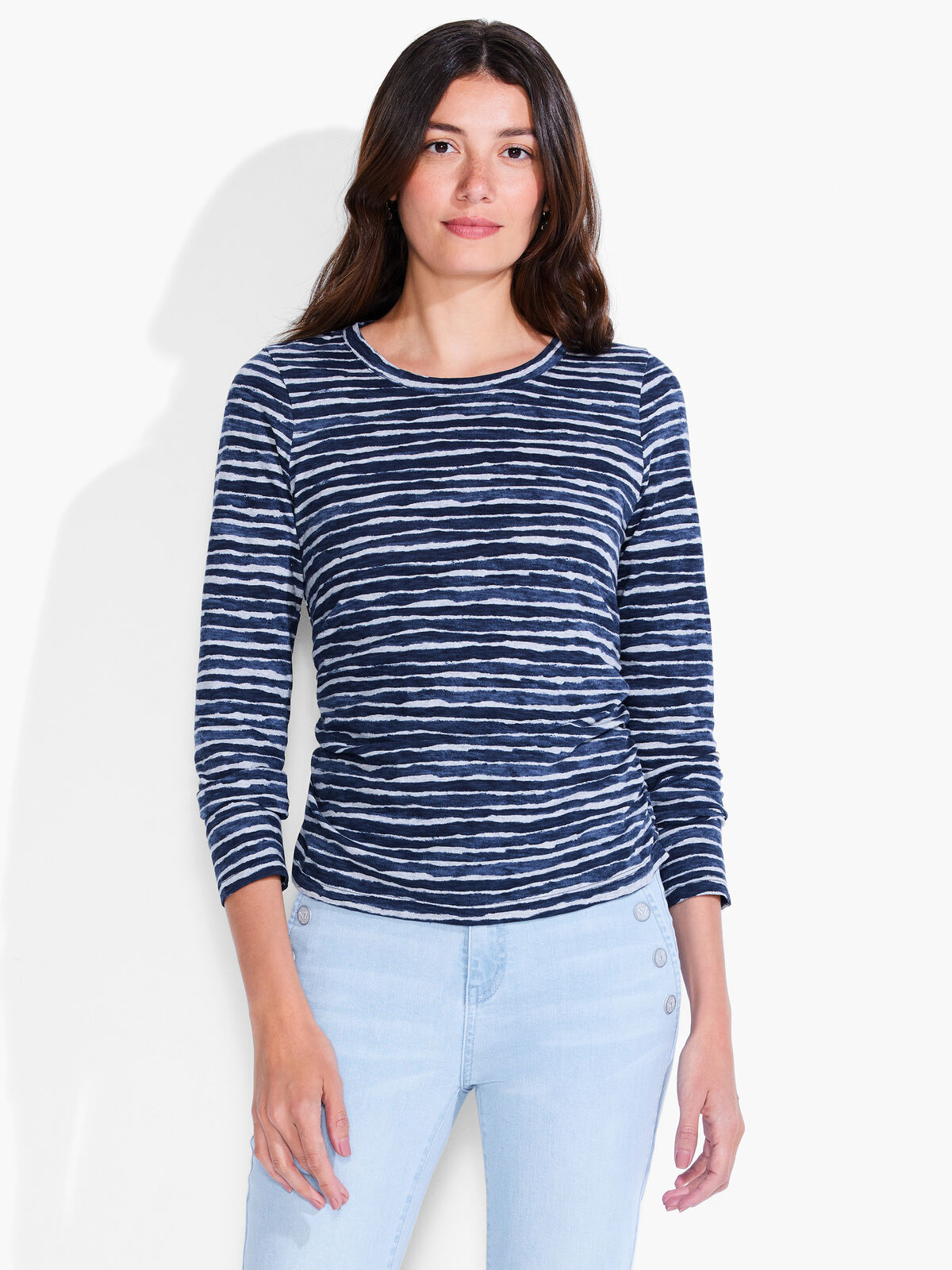 NZT Abstract Stripe Long Sleeve Scoop Neck