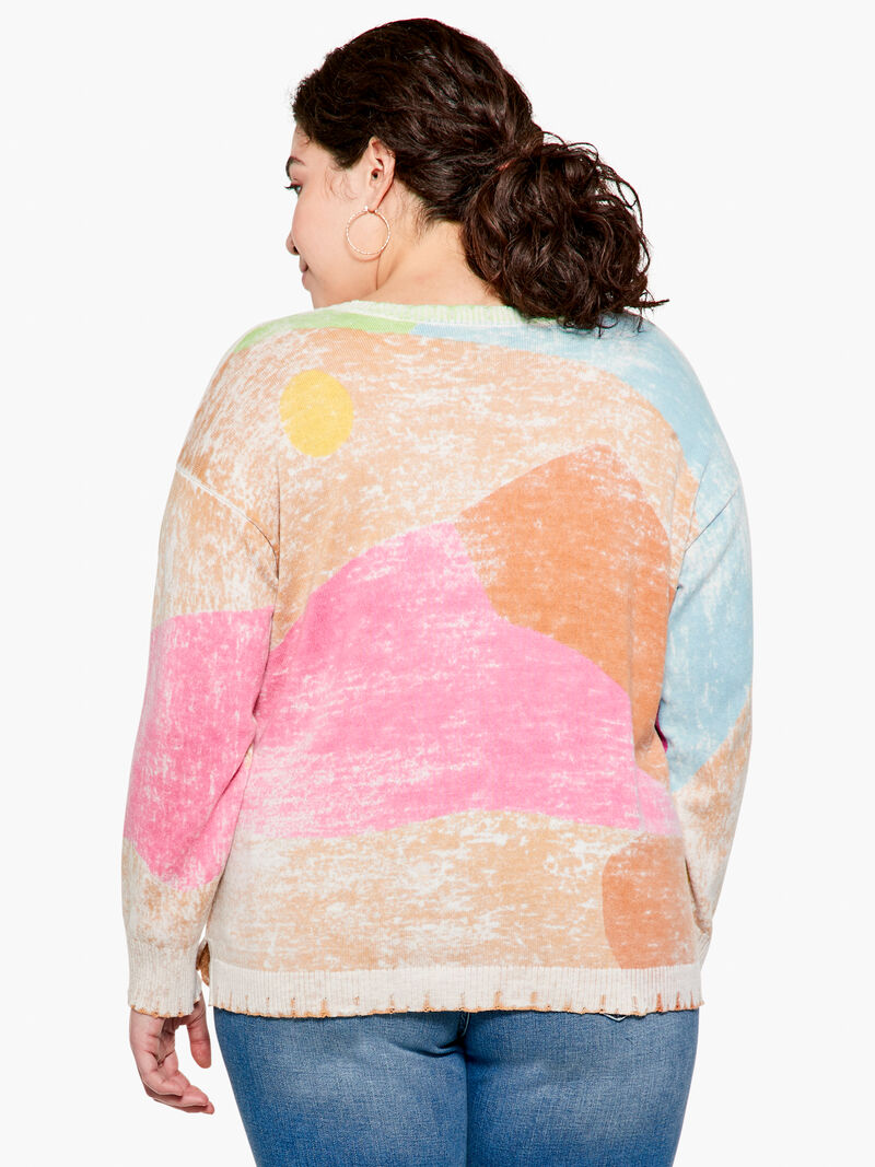 Woman Wears Mosaic Sunrise Sweater image number 2