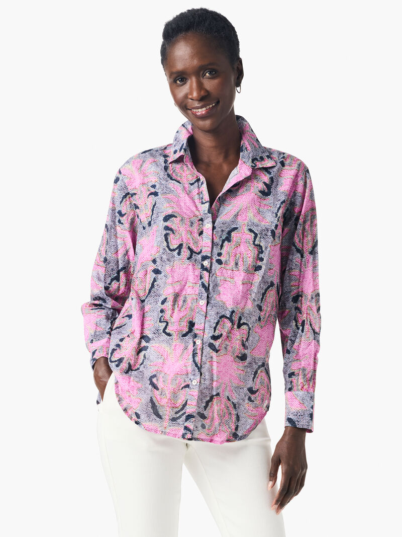 Woman Wears Petal Patch Boyfriend Shirt image number 1