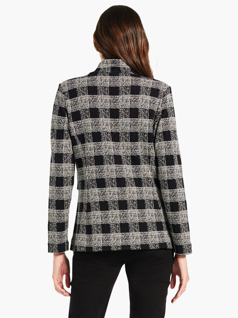 Woman Wears Perfectly Plaid Knit Blazer image number 3