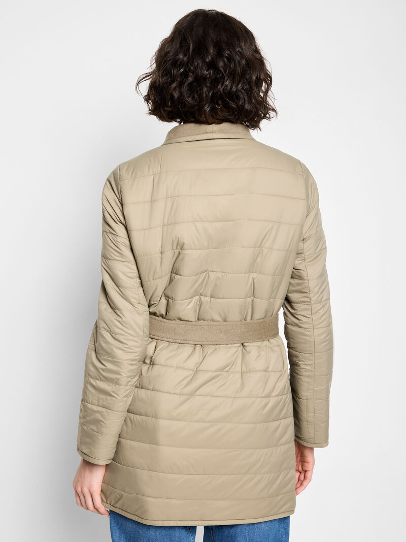 Woman Wears Reversible Quilted Wool Top Coat image number 3