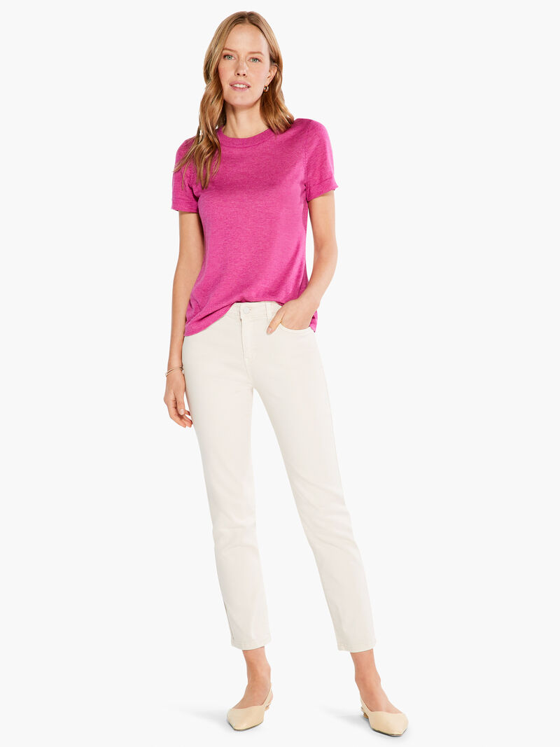 Woman Wears Crew Neck Short Sleeve Sweater Tee image number 3