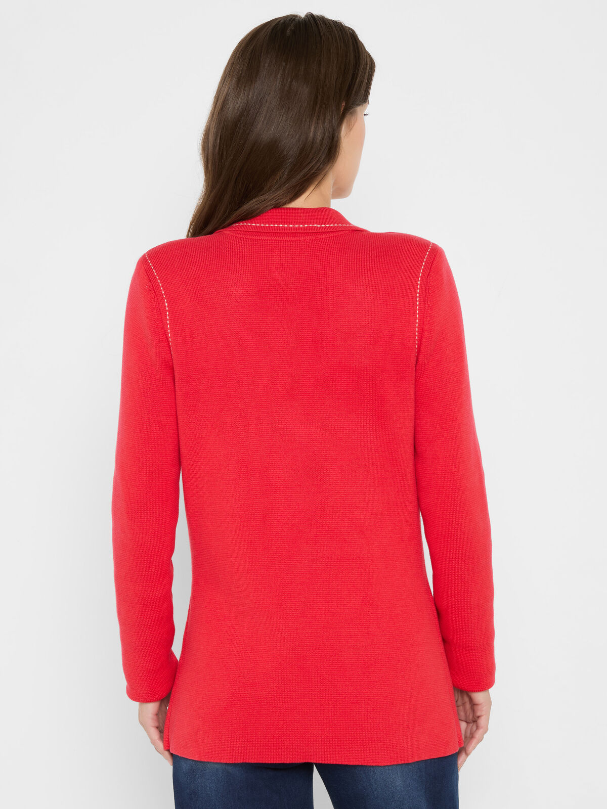Contrast Stitch Elegant Knit Blazer