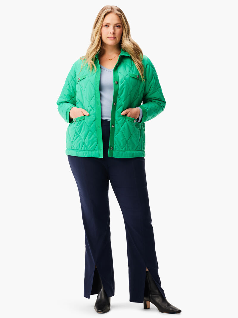Woman Wears Knit Trim Puffer Jacket image number 3