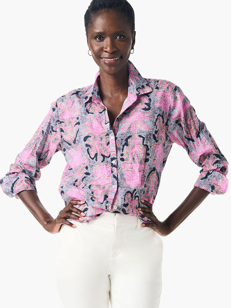 Woman Wears Petal Patch Boyfriend Shirt image number 0
