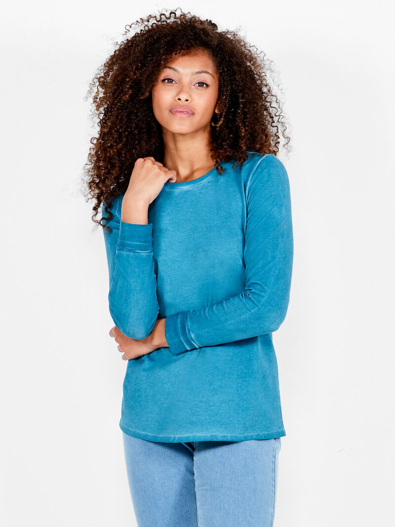 Woman Wears NZT Long Sleeve Crew Tee image number 0