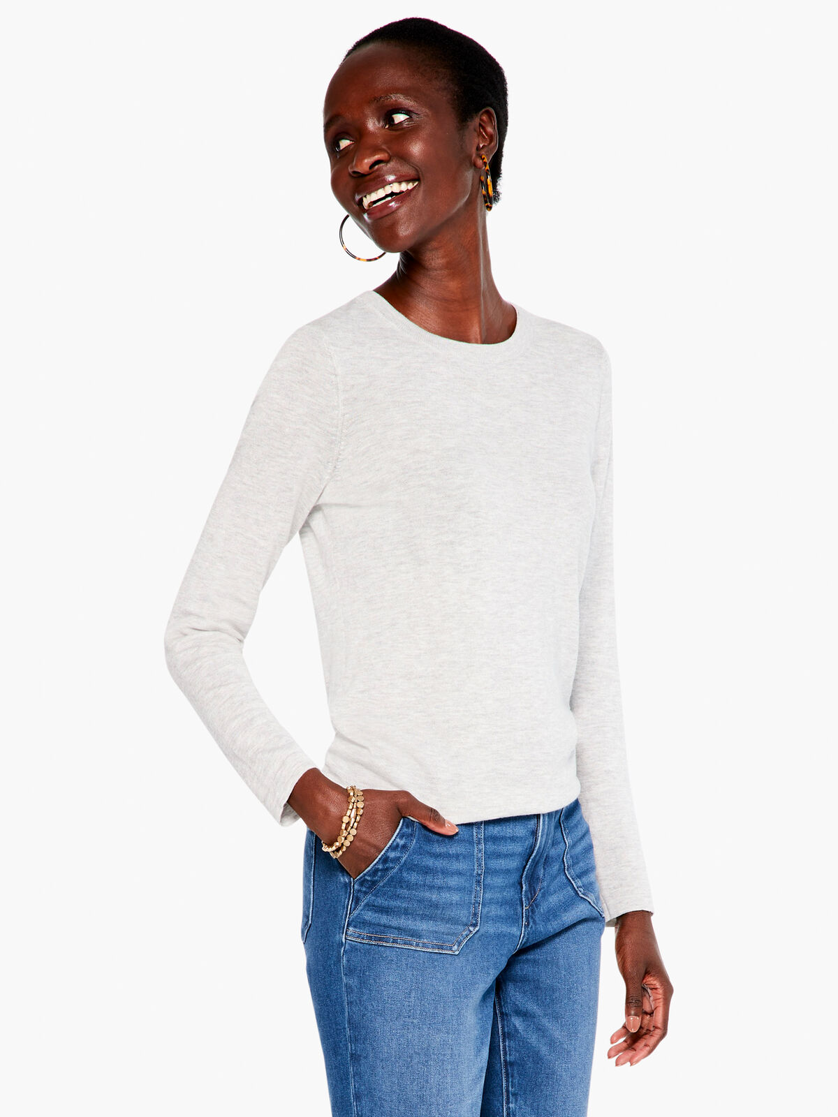 Crew Neck Long Sleeve Sweater Tee