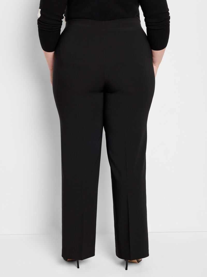Woman Wears 31" Stretch Knit Suiting Lenox Wide-Leg Pant image number 3