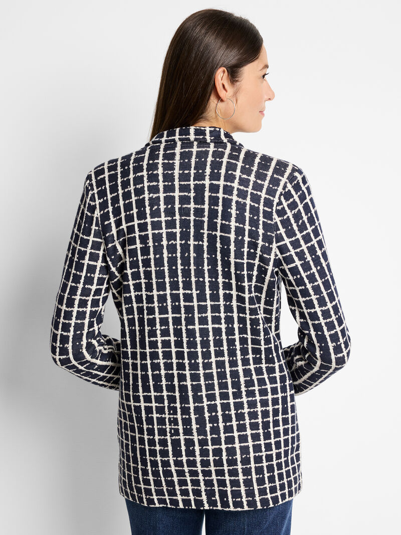 Woman Wears Painted Plaid Boyfriend Blazer image number 3