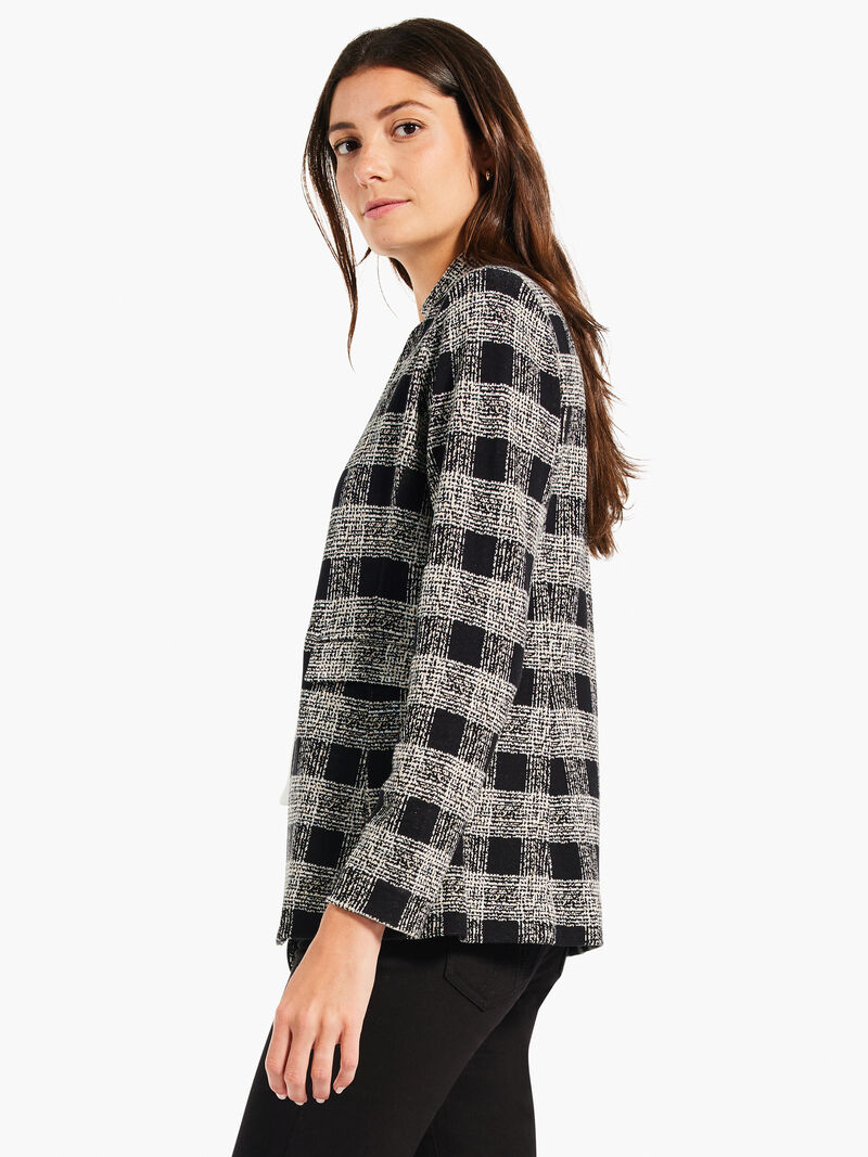 Woman Wears Perfectly Plaid Knit Blazer image number 2