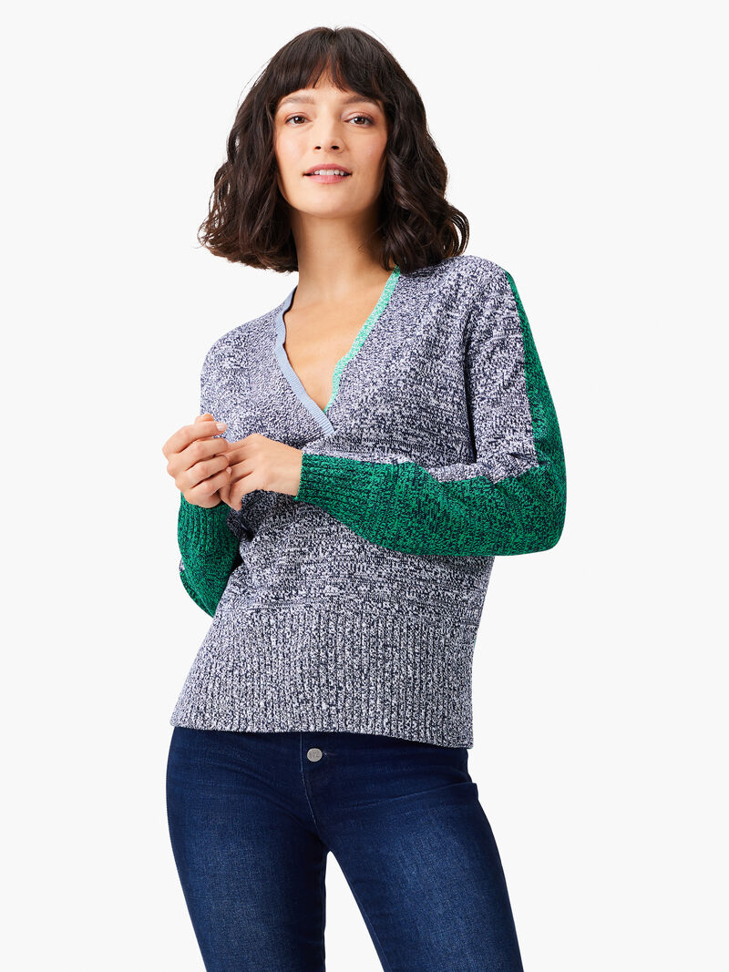 Woman Wears Color Block Mix Sweater image number 0