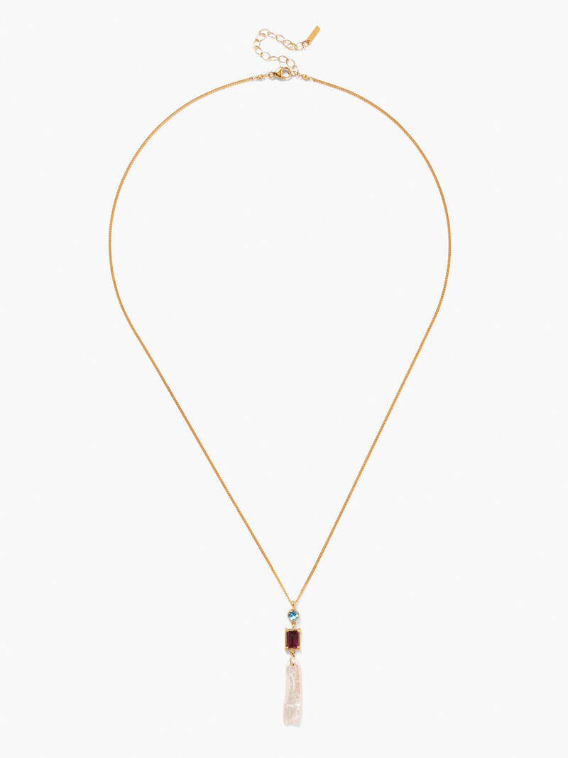 Woman Wears Chan Luu - Pearl And Stone Drop Necklace image number 0