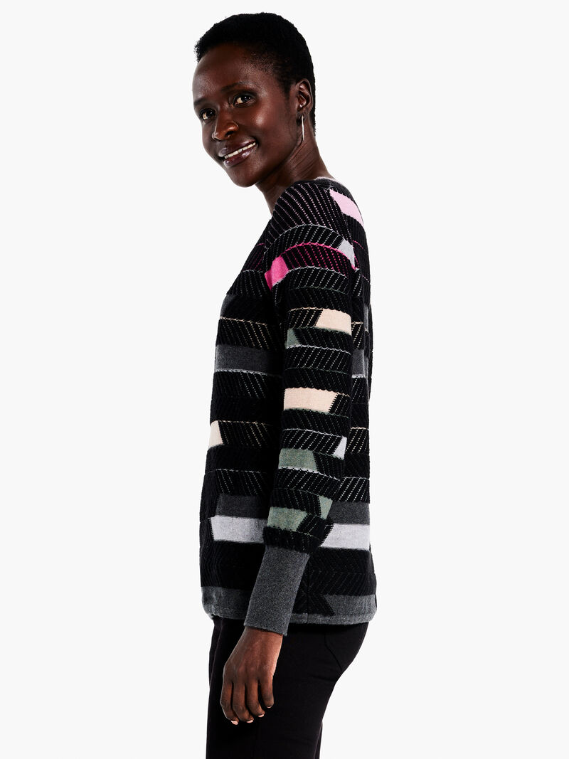 Woman Wears Shaded Stripes Sweater image number 1