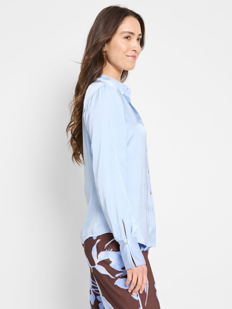 Woman Wears Glossy Crinkle Shirt image number 3