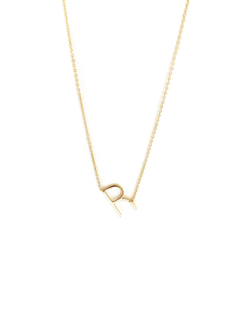 Woman Wears Marlyn Schiff R Initial Necklace Small image number 0