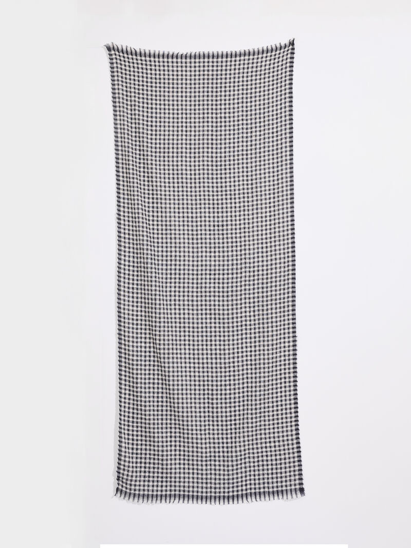 Woman Wears Hat Attack Small Check Scarf image number 1