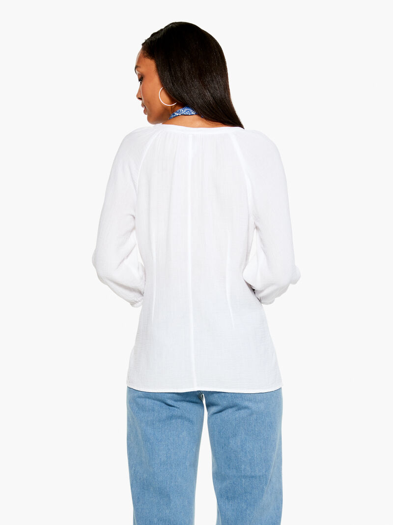 Woman Wears Double Gauze Tucked Blouse image number 2