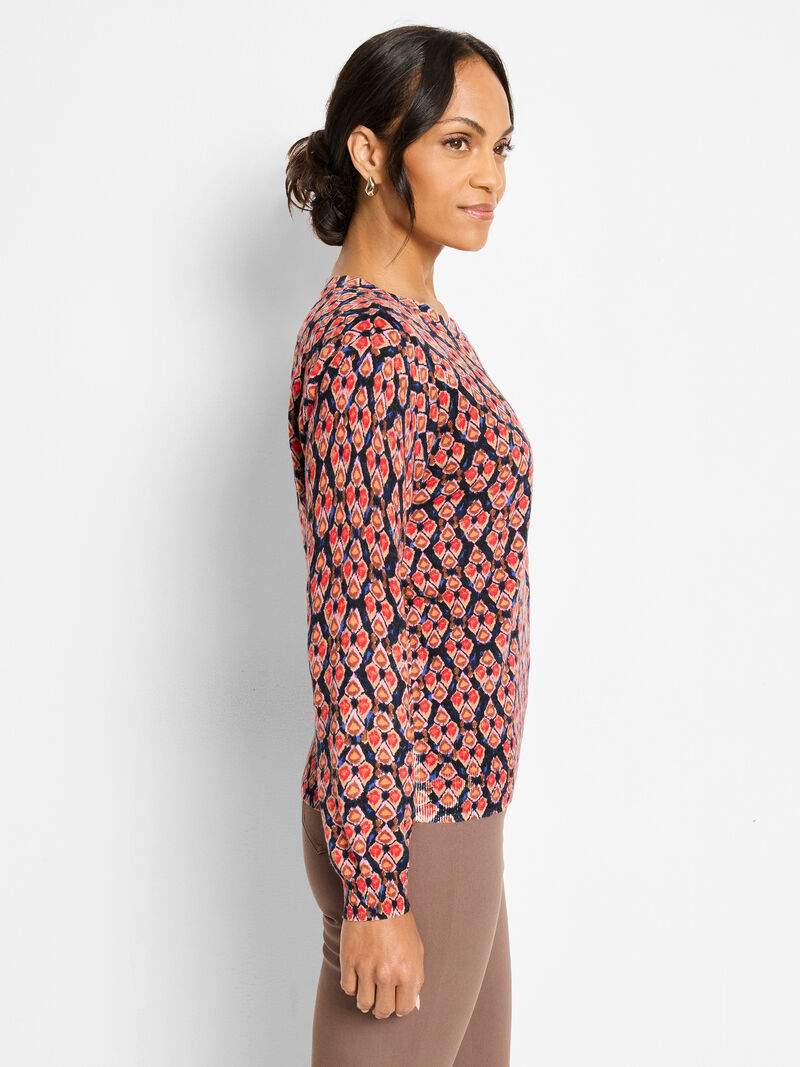 Woman Wears Harvest Ikat Pure Cotton Sweater image number 2
