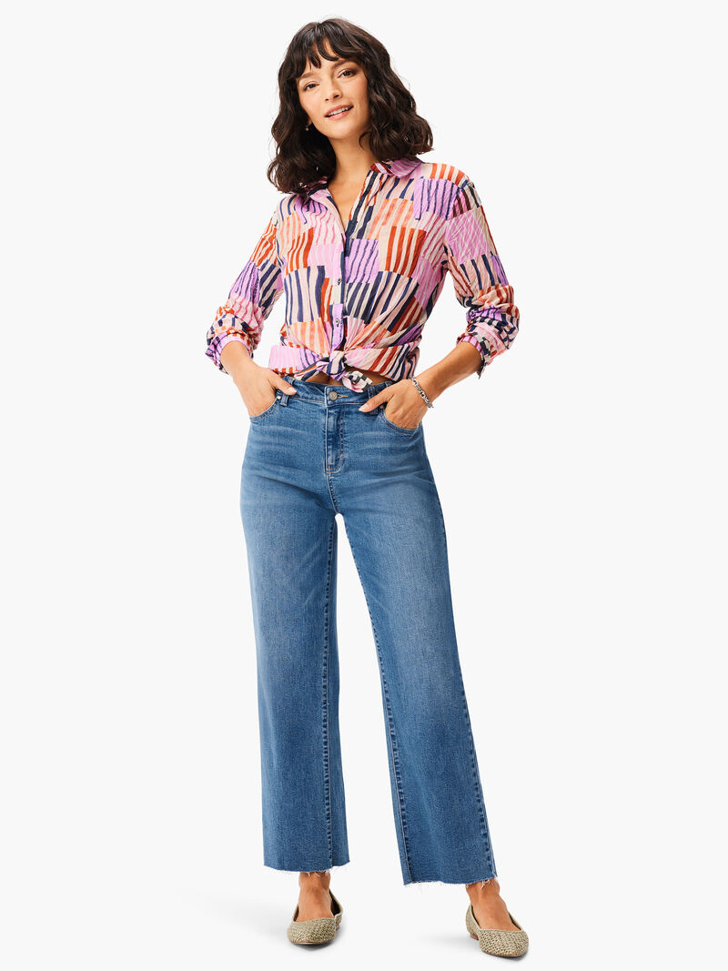 Woman Wears Art Block Crinkle Shirt image number 4