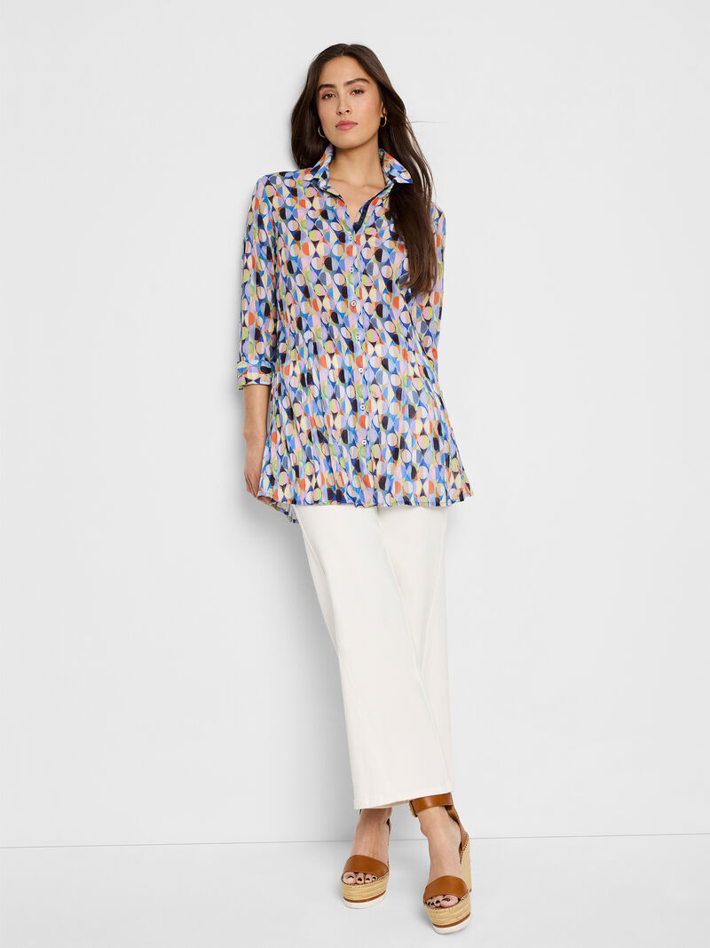 Woman Wears Social Circles Long Crinkle Shirt image number 1