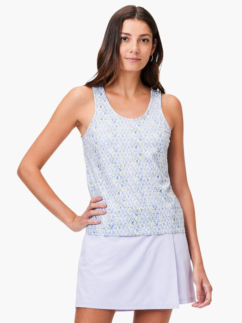 Woman Wears Abstract Kaleidoscope Flow Fit Tank image number 0