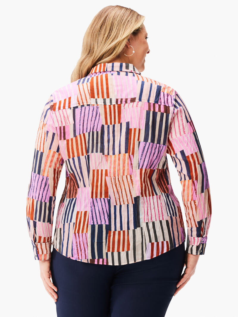 Woman Wears Art Block Crinkle Shirt image number 2