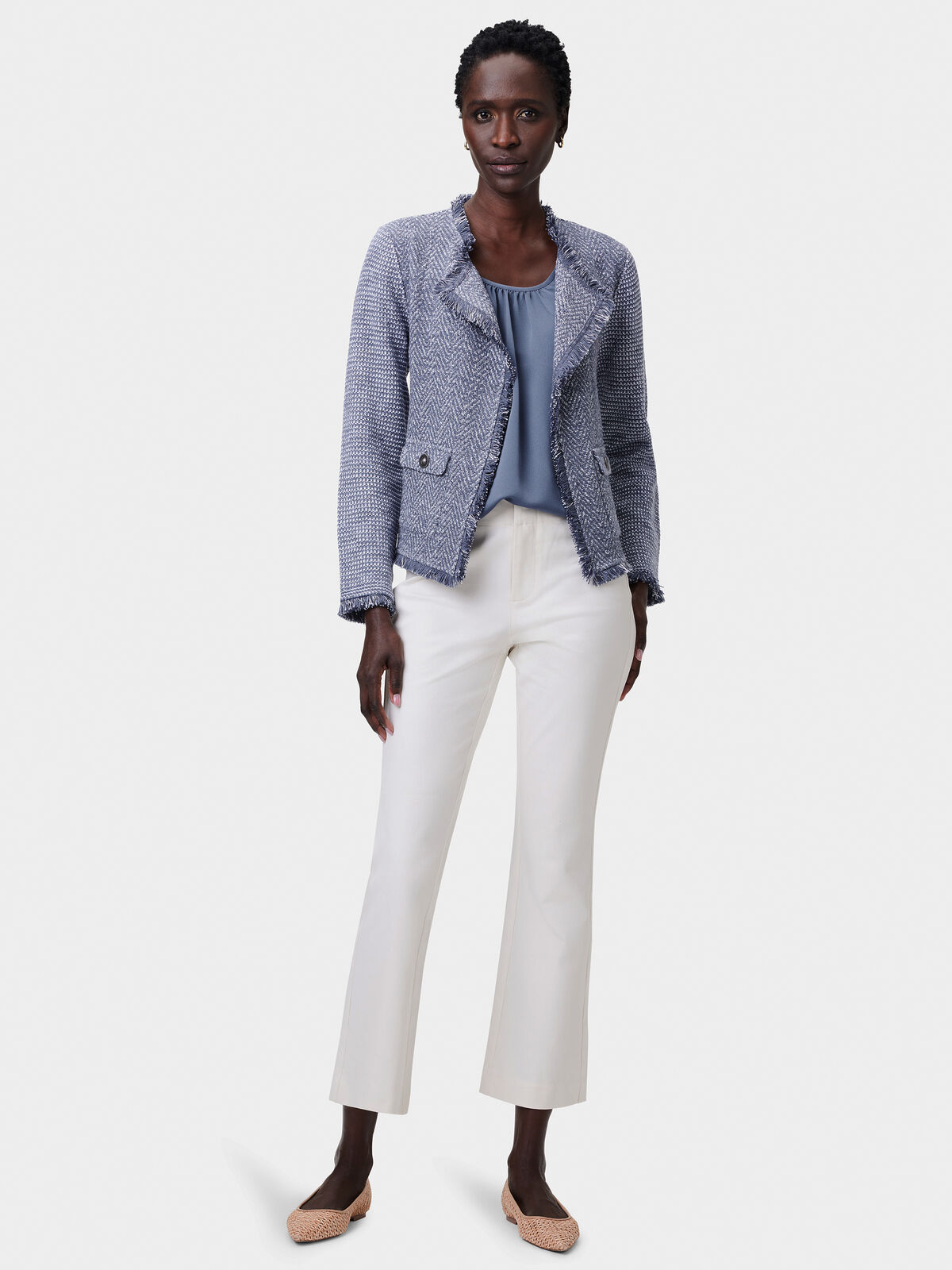 Fringe Mix Knit Pocket Jacket