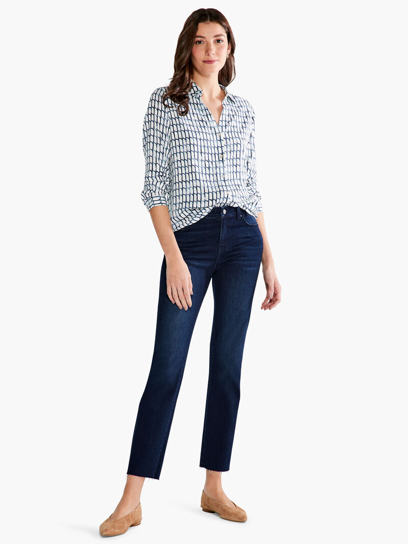 Woman Wears Lattice Live In Shirt image number 3