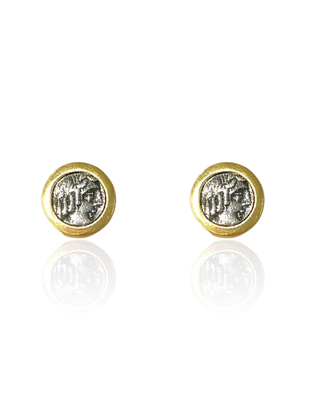 Tat2 Designs - Gold Floral Coin Stud Earrings