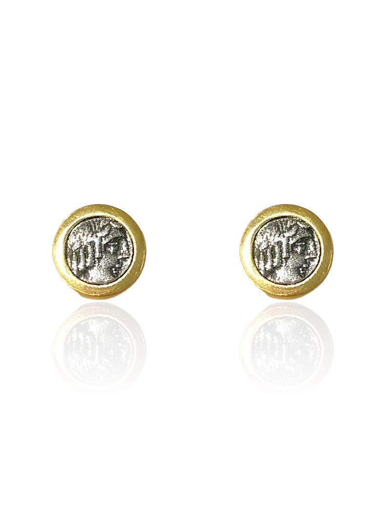 Tat2 Designs - Gold Floral Coin Stud Earrings