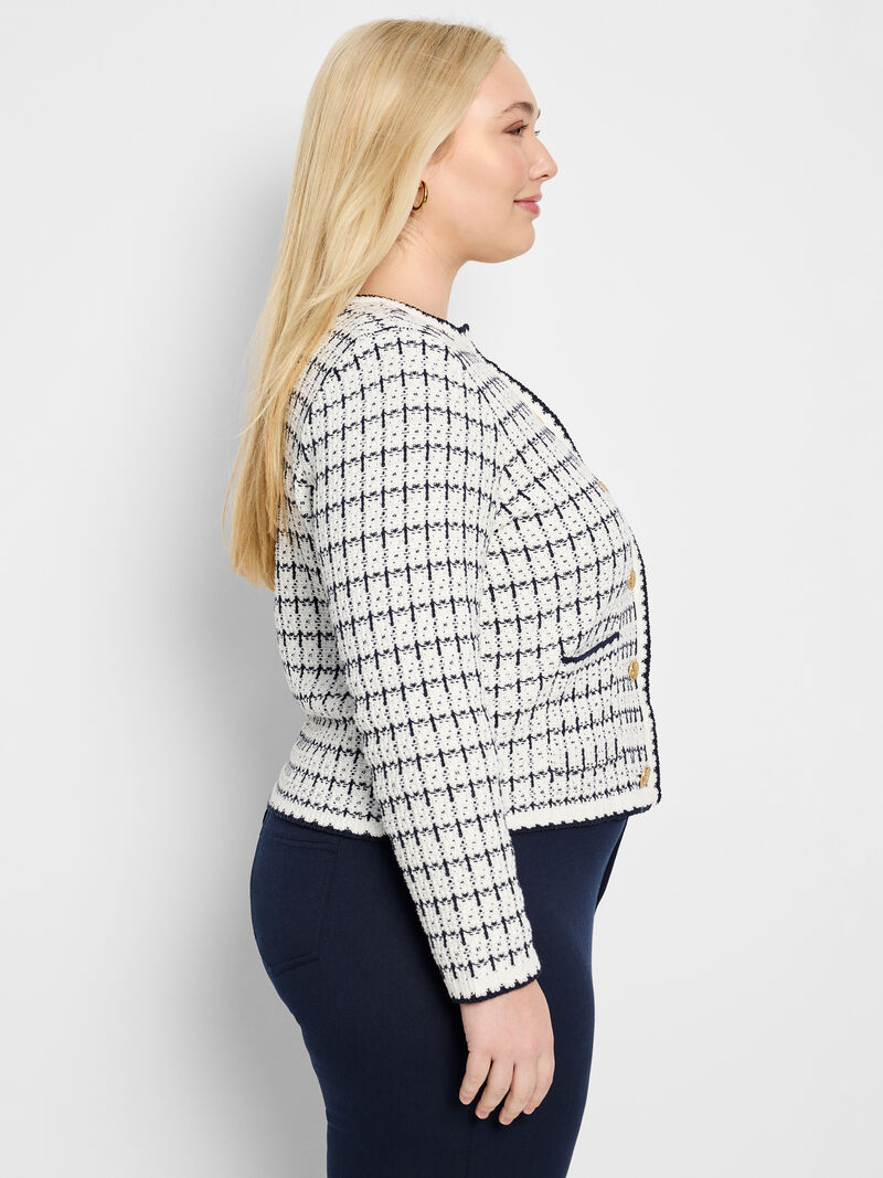 Woman Wears Mixed Up Sweater Jacket image number 2