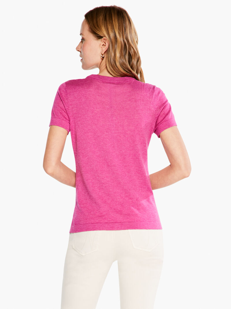 Woman Wears Crew Neck Short Sleeve Sweater Tee image number 2