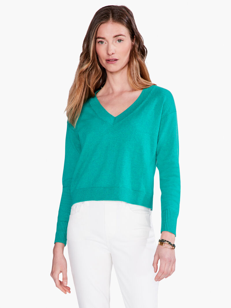 Woman Wears Shorty V Sweater image number 0