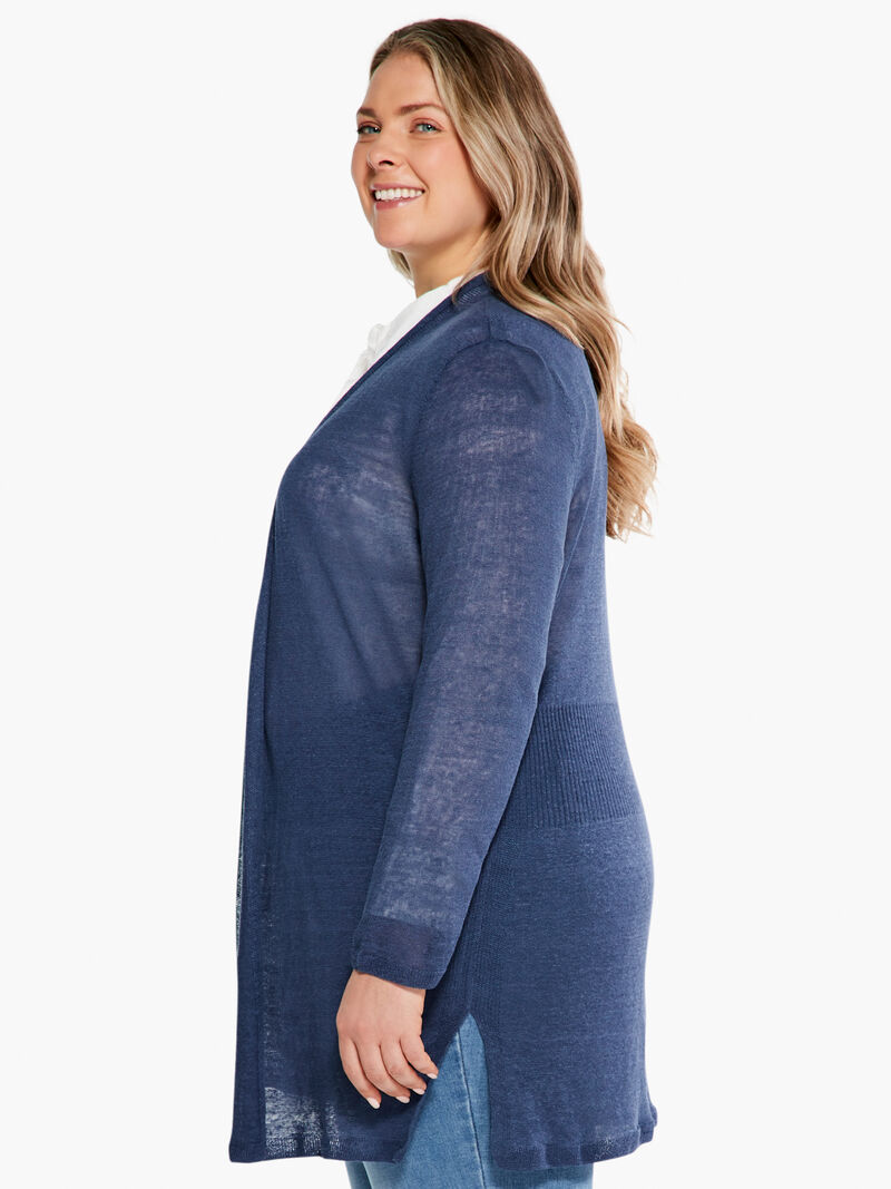 Woman Wears Long Back Of The Chair Cardigan image number 1