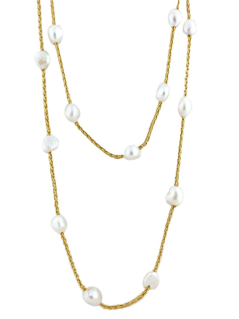 Marlyn Schiff Gold Plated Pearl Wrap Necklaceimage number 0