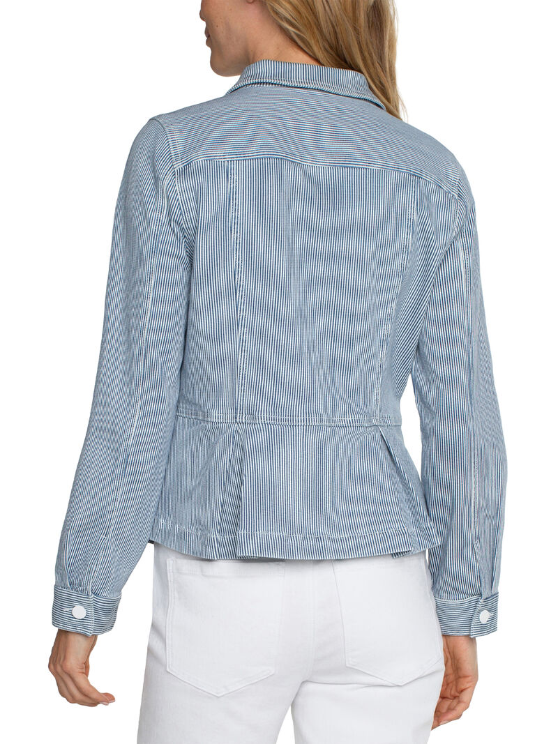 Woman Wears Liverpool - Peplum Stripe Jacket image number 1