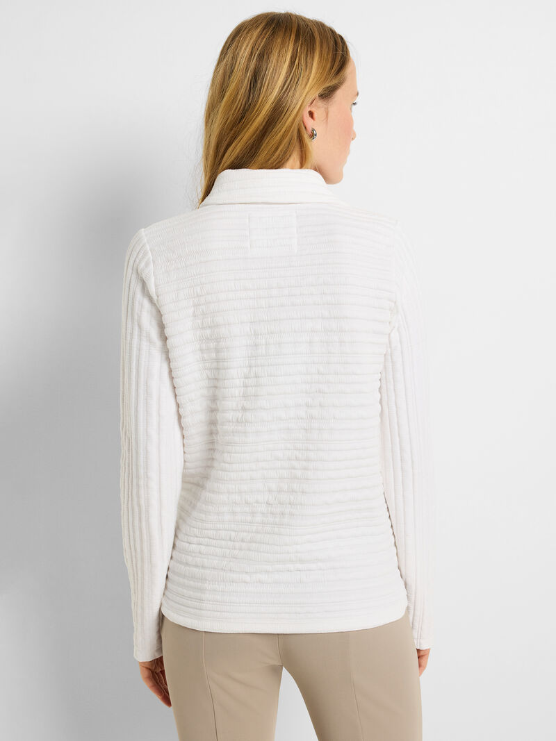 Woman Wears Textured Stripe Polo Top image number 3