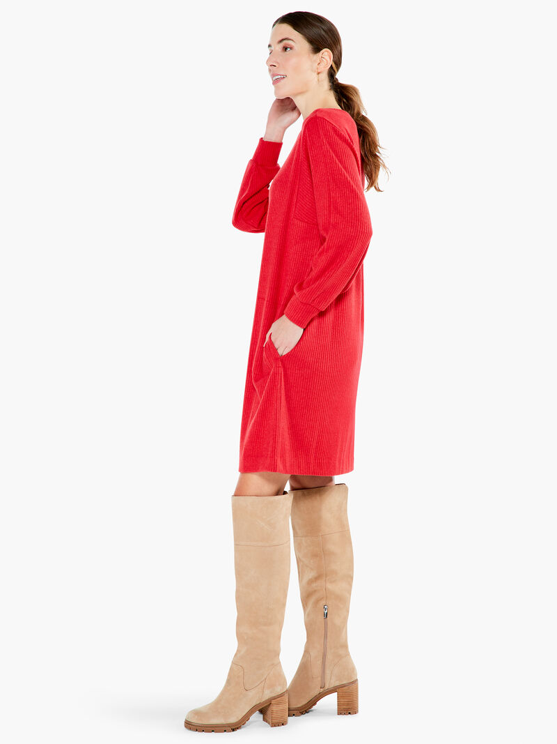Woman Wears Cozy Rib Dress image number 1
