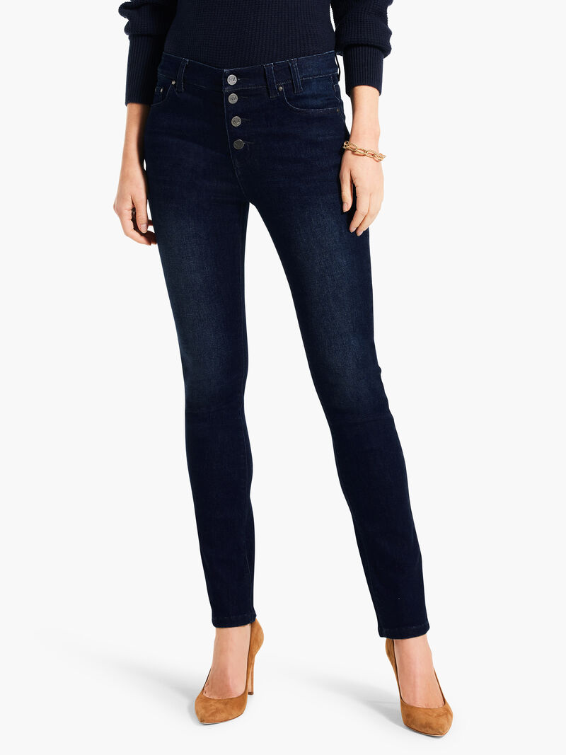 Woman Wears NZ Denim 26" Button Fly Slim Jeans image number 0