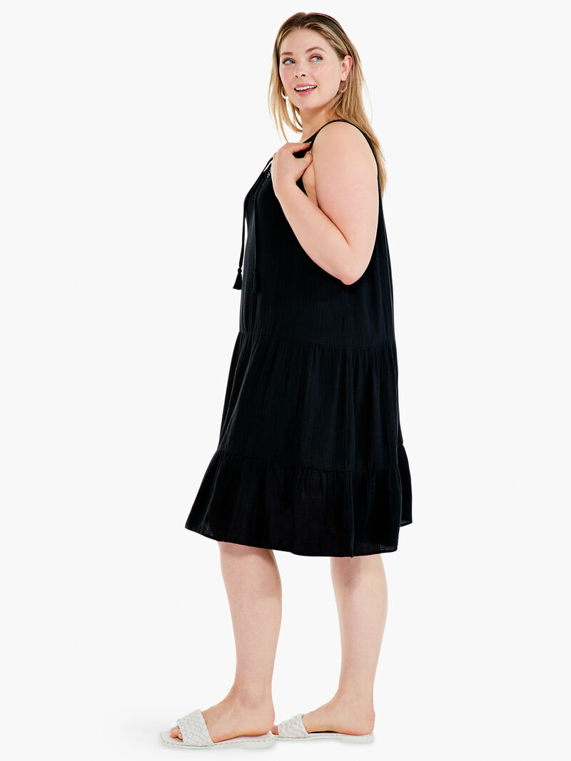 Woman Wears Double Gauze Tiered Dress image number 1