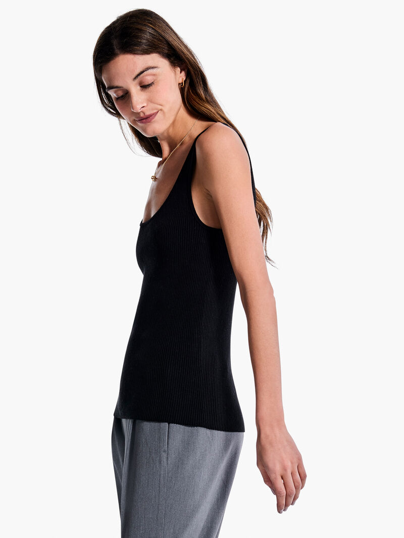 Woman Wears Rib Sweater Tank image number 1