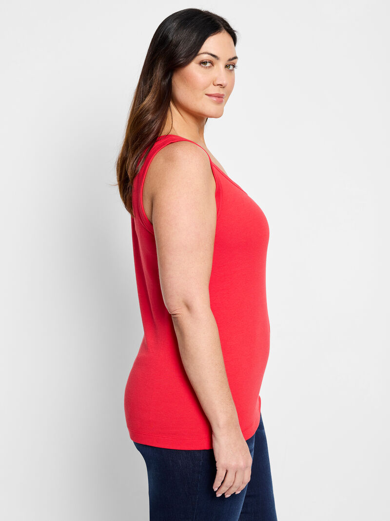 Woman Wears Perfect Knit Rib Scoop Tank image number 2