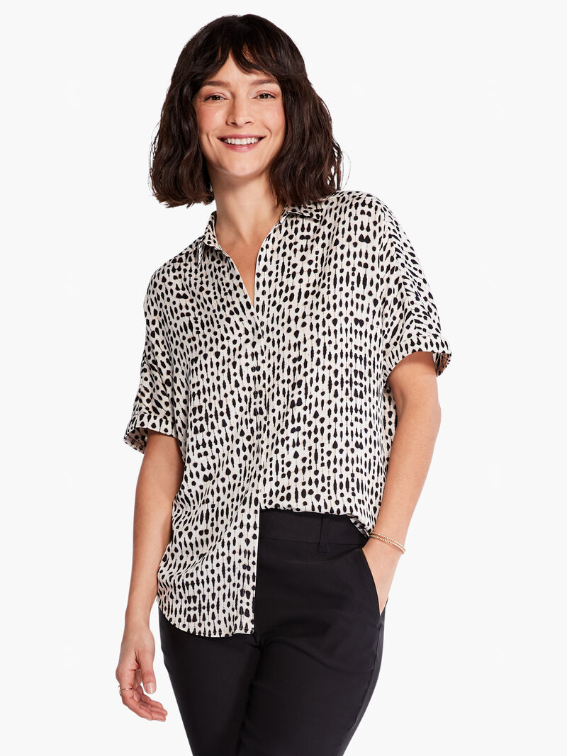 Woman Wears Inky Dots Shirt image number 0