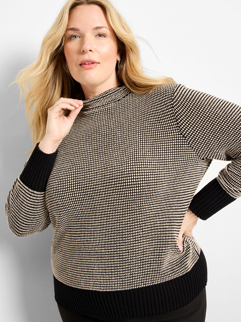 Funnel Neck Pixel Knit Sweater