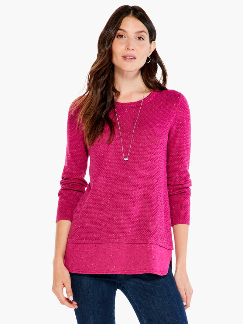Woman Wears Waffle Vital Crew Neck Sweater image number 0