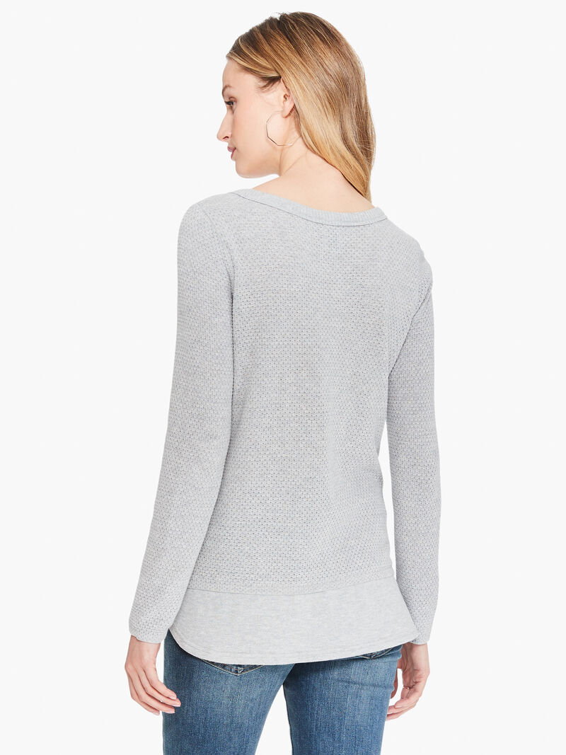 Woman Wears Waffle Vital V Neck Sweater image number 2