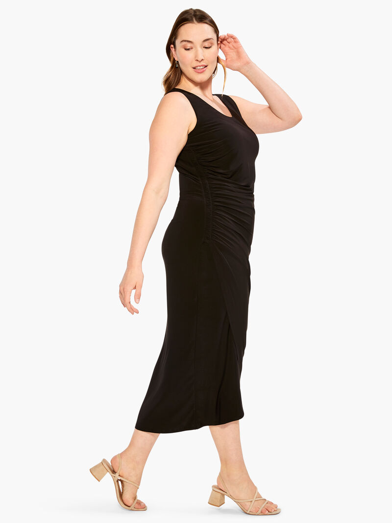 Woman Wears High Twist Ruched Dress image number 1