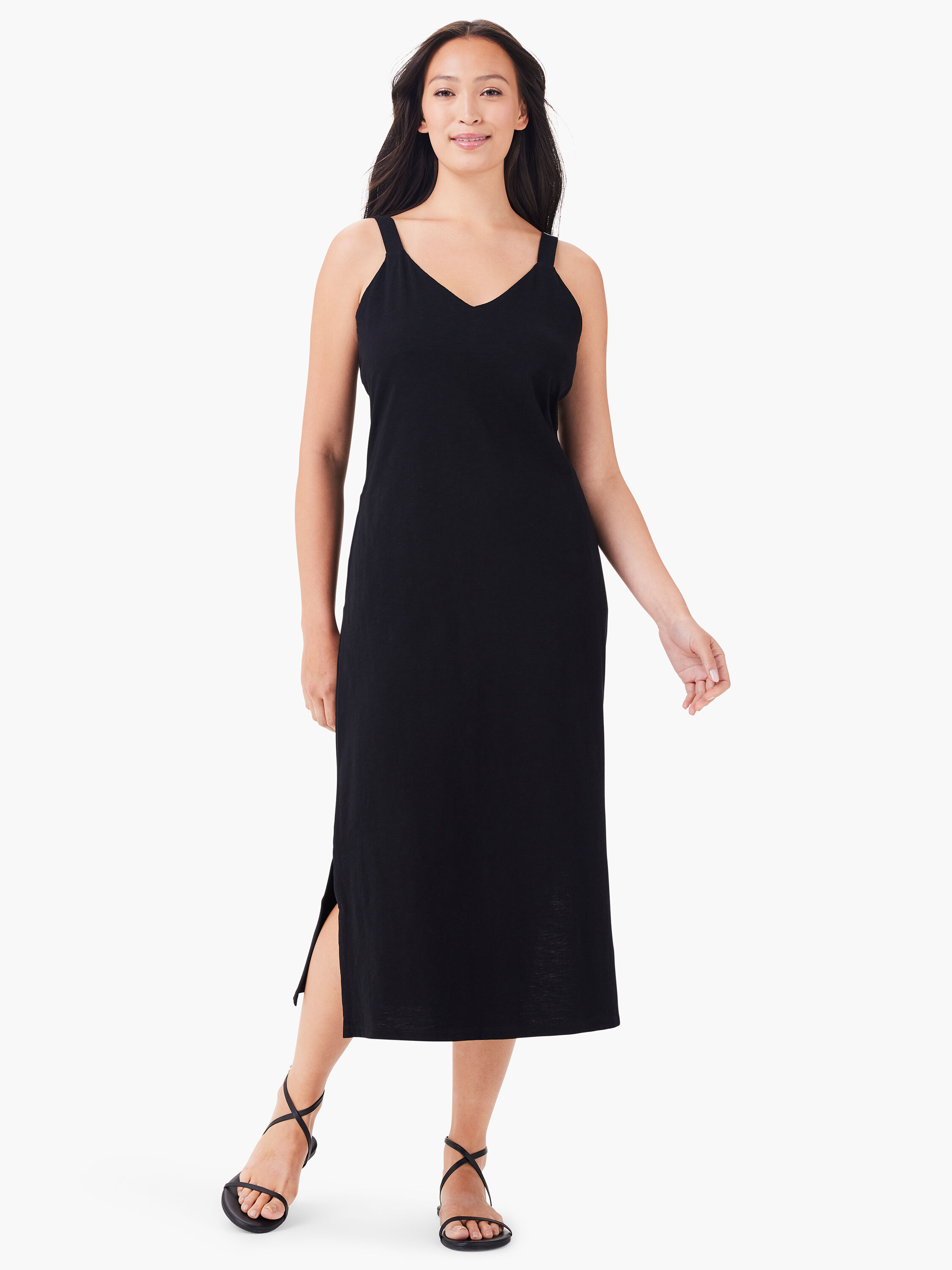 Black v neck tank dress top