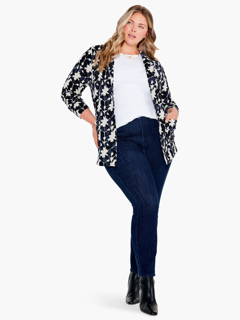 Woman Wears Mosaic Mix Knit Blazer image number 3