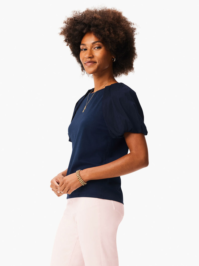 Woman Wears Mixed Media Statement Tee image number 1